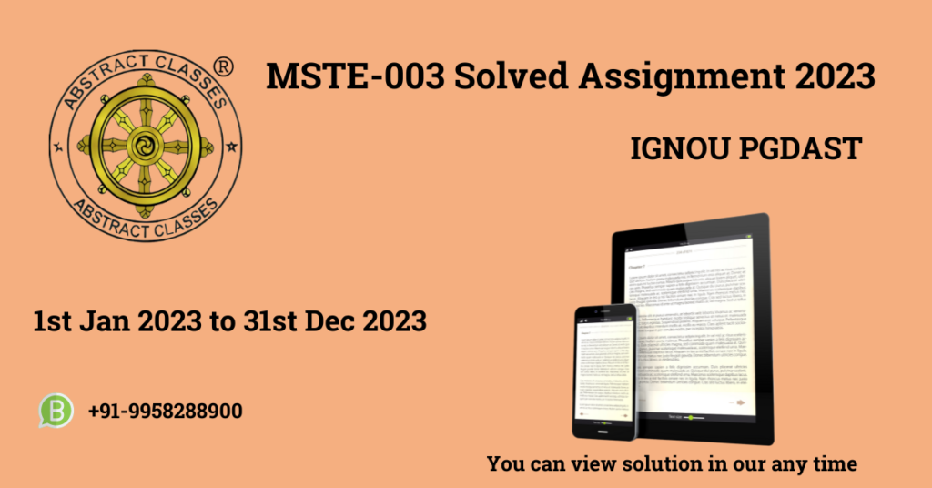 Image of solved assignments for IGNOU MSTE-003 course